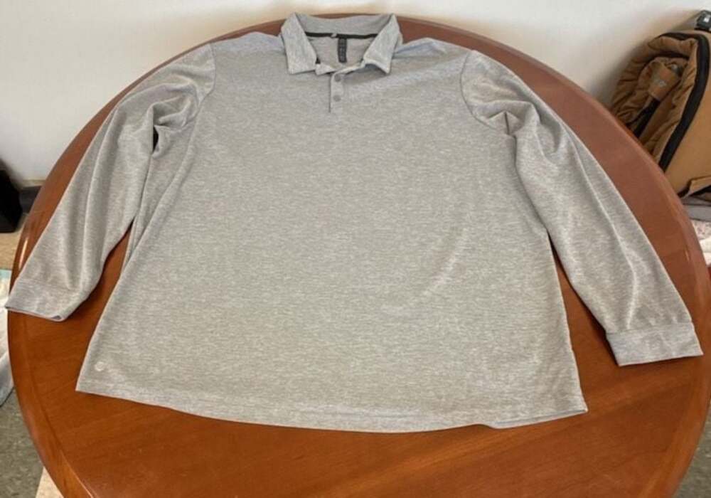 Adidas Long Sleeve Polo Shirt Gray 2XL